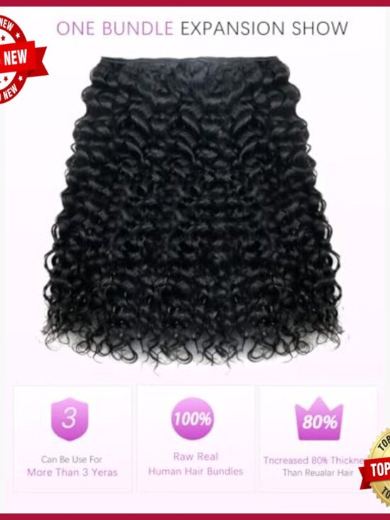 16 Inch Water Wave Curly Human Hair Extensions, Triple Lifespan, Quick Weave main image 4